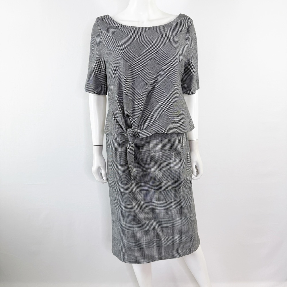 Jasper Conran Houndstooth Shift Dress Size 16 Knee Length Business Casual Preppy